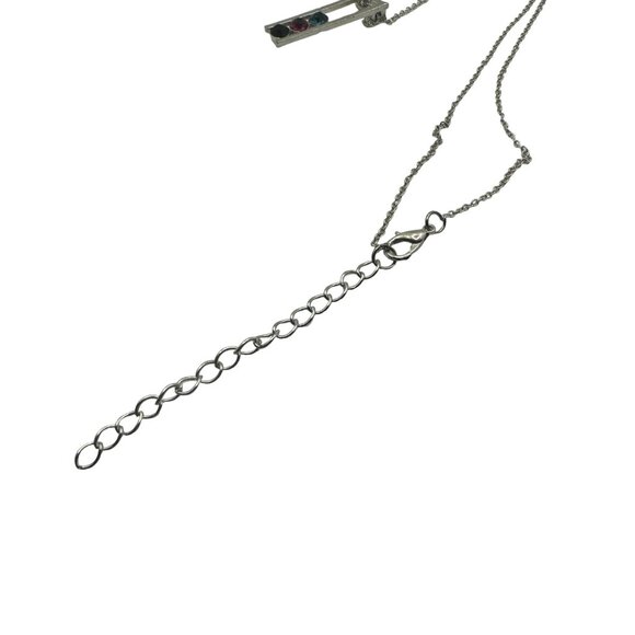 Silver Necklace & Earring Set With Multicolor Gemstones - Picture 5 of 6